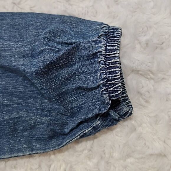 Cloth and stone by anthropologie Womens XS smocked waist blouse dark denim top - Picture 6 of 8